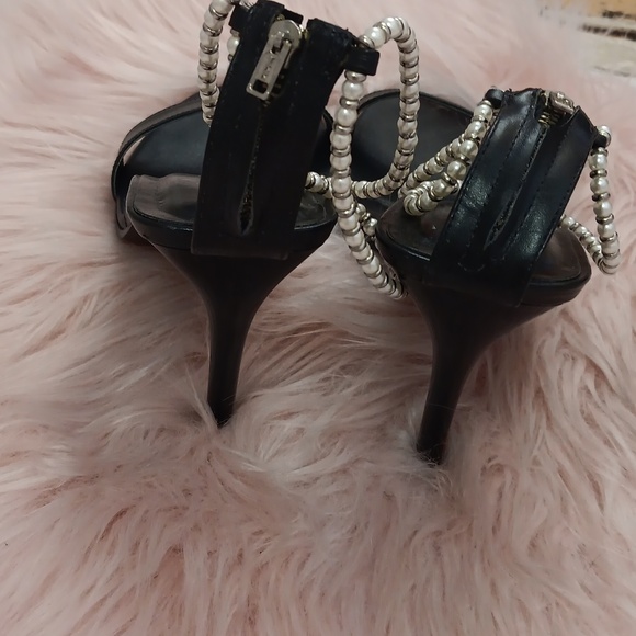 PRE-LOVED MIXX PEARL ANKLE STRAP OPEN TOE STILETTO SANDALS-7 - Picture 2 of 8